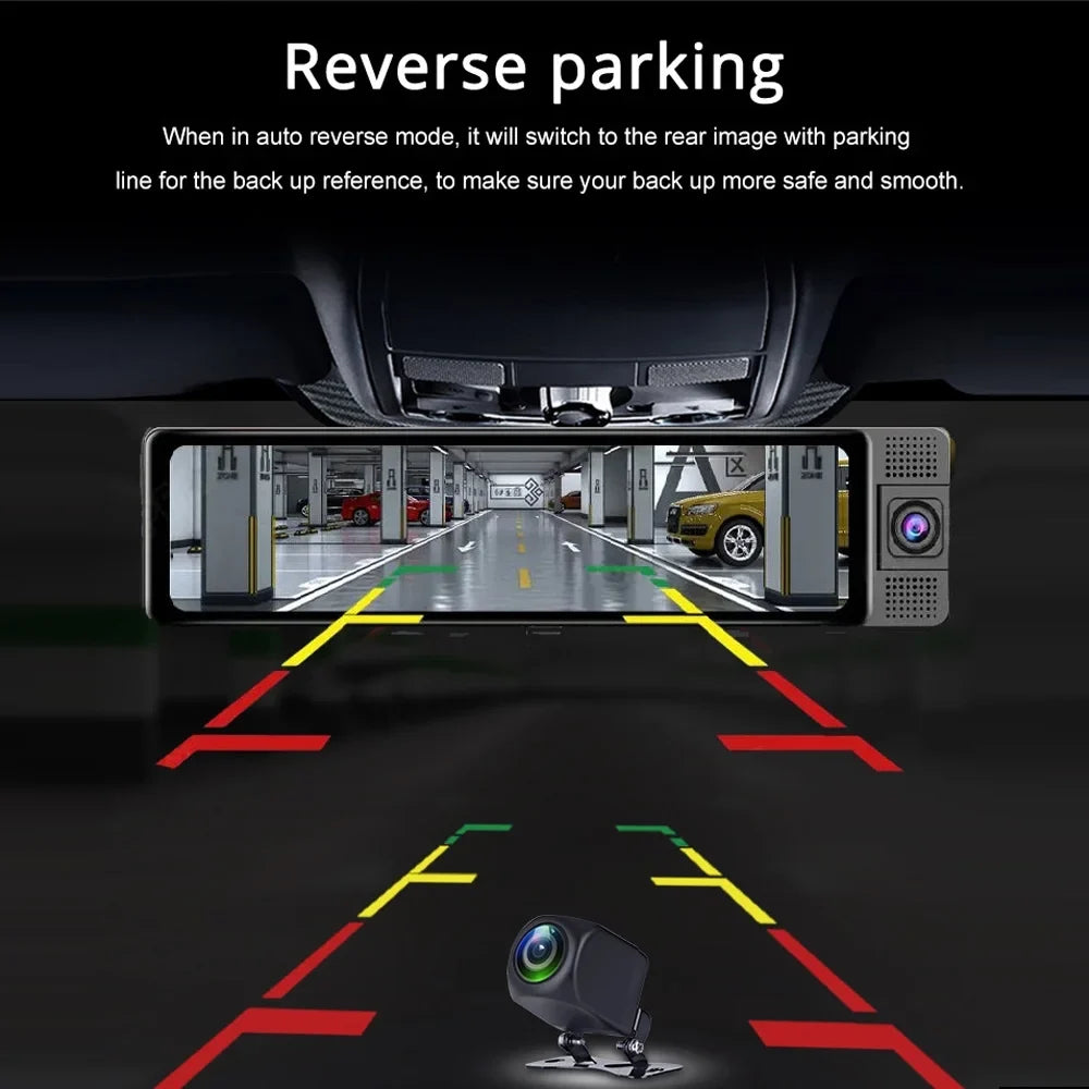 Walmeck Dashcam Car Camera, Rearview Mirror Recorder, Wide Angle Camcorder, Auto Driving Safety Recorder