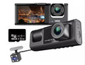 3 Channel Dash cam, 2-inch Screen Driving Recorder, High-Definition 1080P, Night Vision, Loop recording, Motion Detection, -Sensor +32   Card