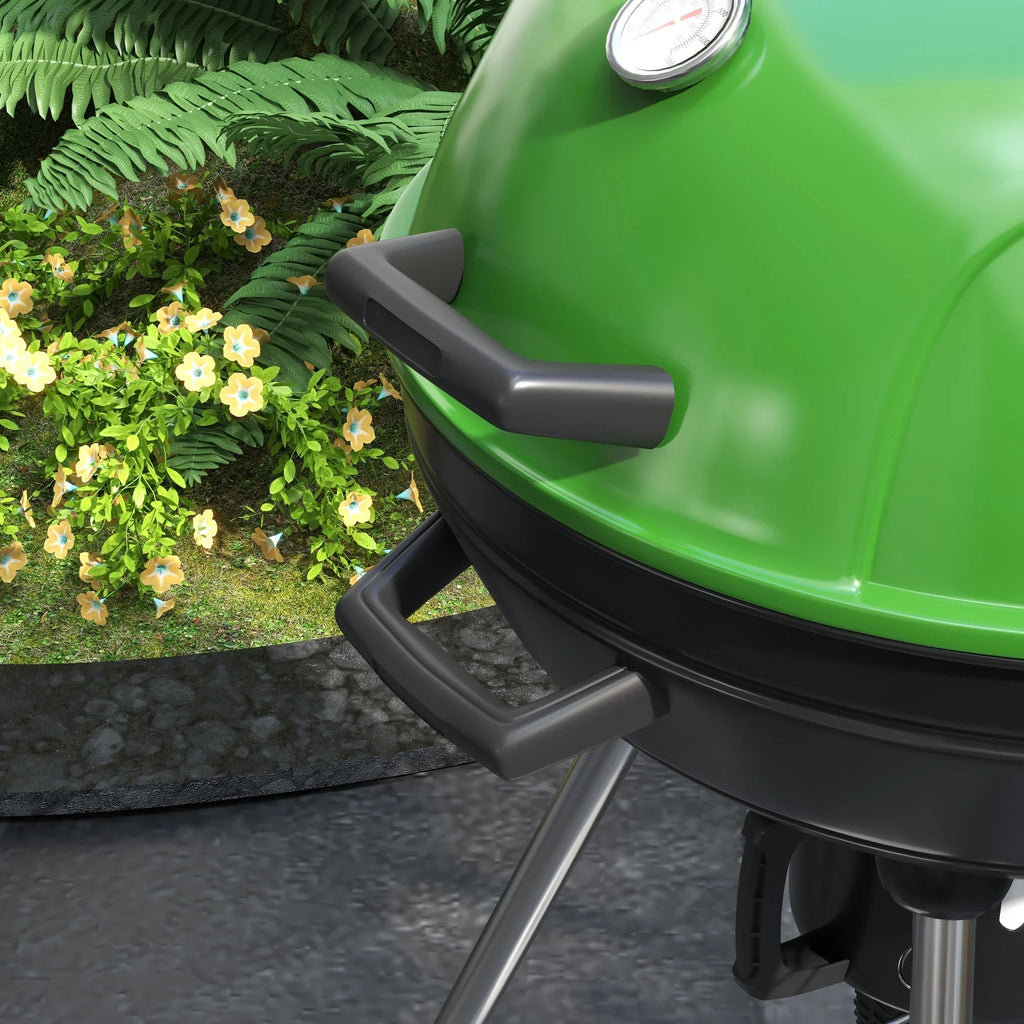 CoSoTower 21" Kettle Charcoal  Grill Trolley with 360 Sq.In. Cooking Area, Outdoor Barbecue with Shelf, Wheels, Ash Catcher and Built-In Thermometer for Patio, Backyard Party, Green
