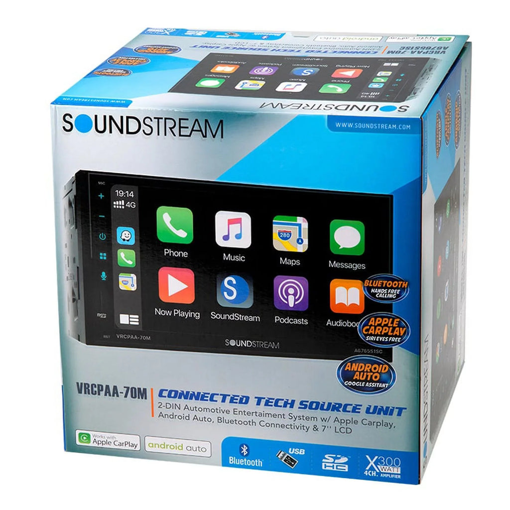 Soundstream -70M 7" Double  Bluetooth Apple CarPlay & Android +Camera Black