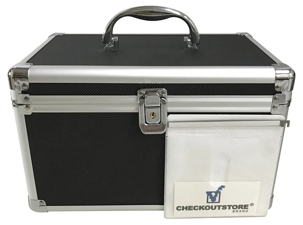 CheckOutStore Black Aluminum / Hanging Sleeves Storage Box (Holds 200 Discs)