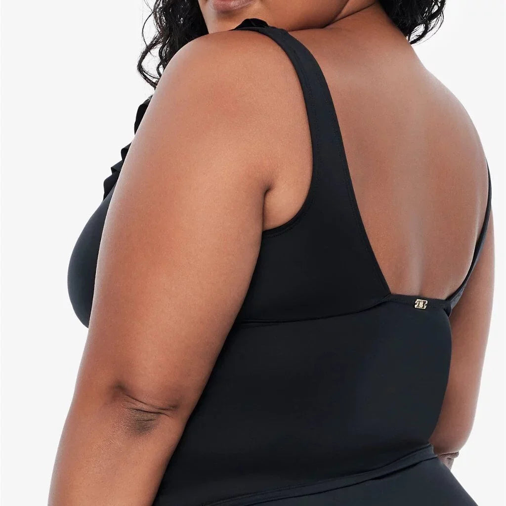 Ralph Lauren  Plus Size Tummy-Control Underwire Ruffled Tankini Top,  20W