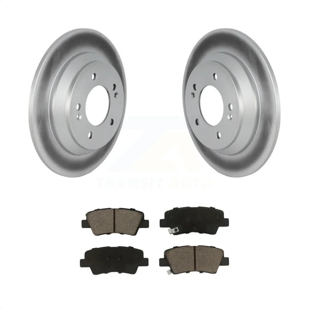 Transit Auto - Rear Coated Disc Brake Rotors And Ceramic Pads Kit For 2022 Hyundai Kona  with 1.6L With Electric Parking -102386