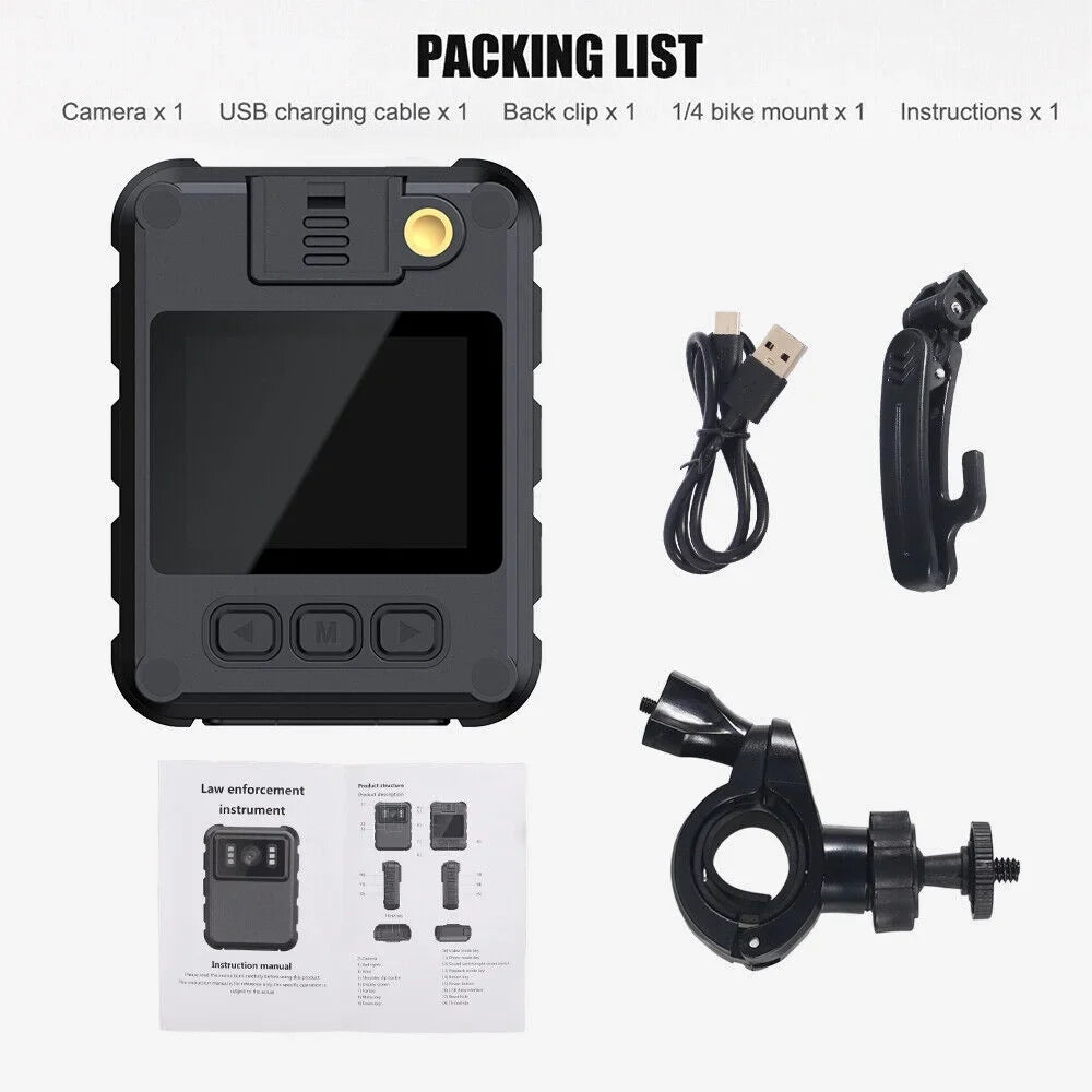 KingFurt 1080p & 2K  WiFi Action Cam with Night Vision - Outdoor Helmet Camcorder, Loop Recording, 2000mAh Battery - Black