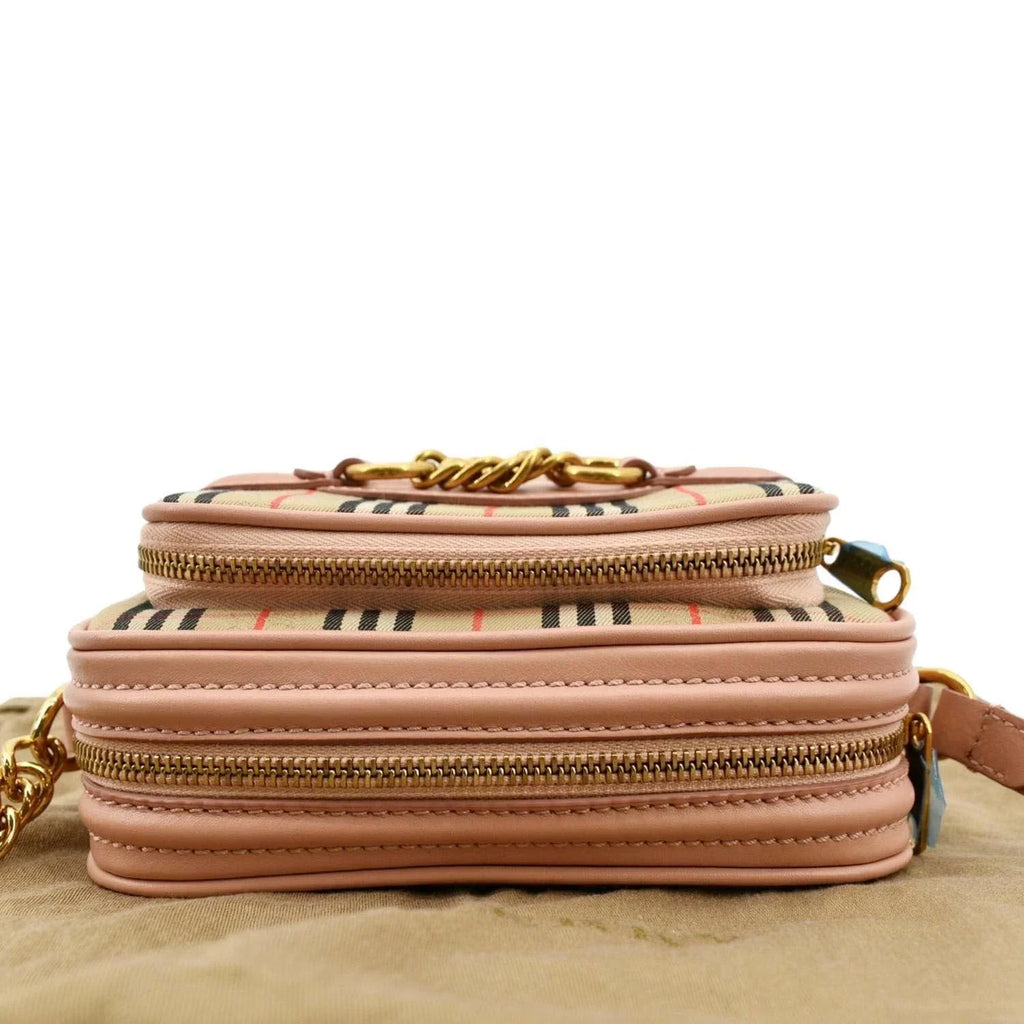 Pre-owned  1983 Knight Check Link Crossbody Camera Bag Light Pink