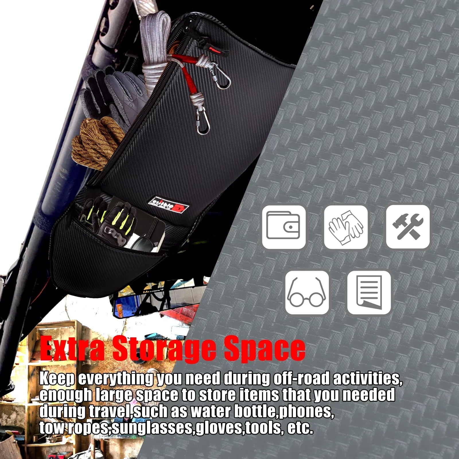 2 Pack Talon Storage Bag  Accessories 1680D Fabric Talon Overhead Bag Organzier for Honda Talon 1000X 1000R 2019-2021