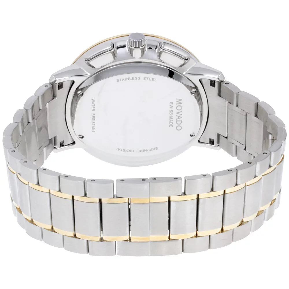 Movado Thin Classic Chronograph Silver Soleil Dial Two-tone Stainless Steel Mens Watch 0606887
