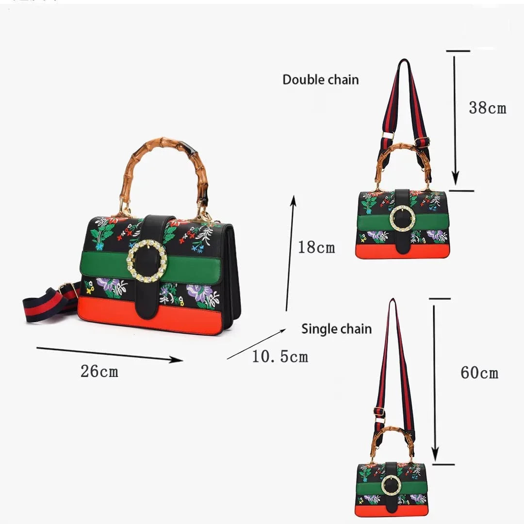 Asge Medium top handle bag with Bamboo Detachable wide shoulder strap crossbody bags for women Vintage Satchel Handbag Trendy Shoulder Bags