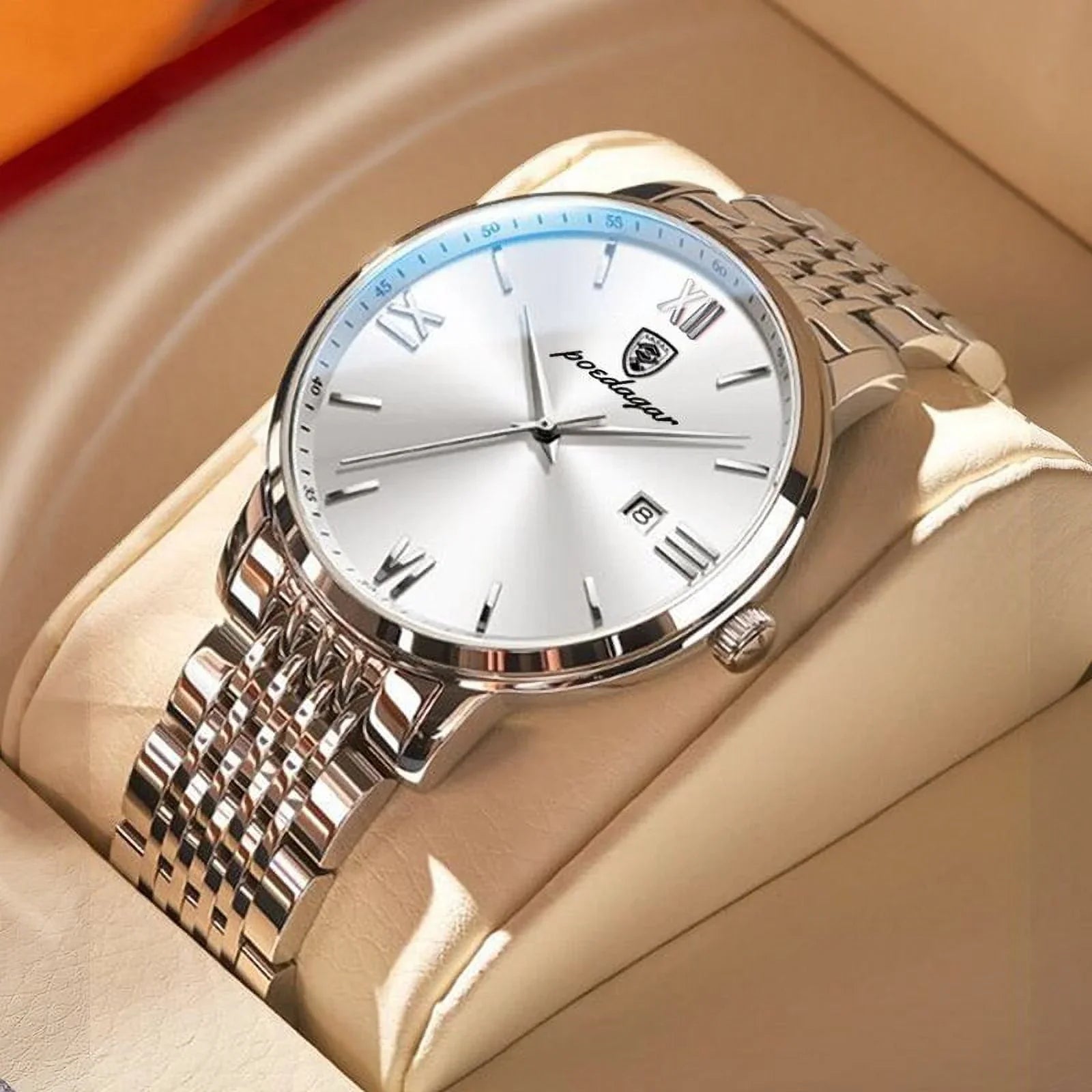 New Men Ultra-Thin Watches Fashion Week Calender Business Cool Waterproof Luxury Stainless Steel Quartz Wristwatch