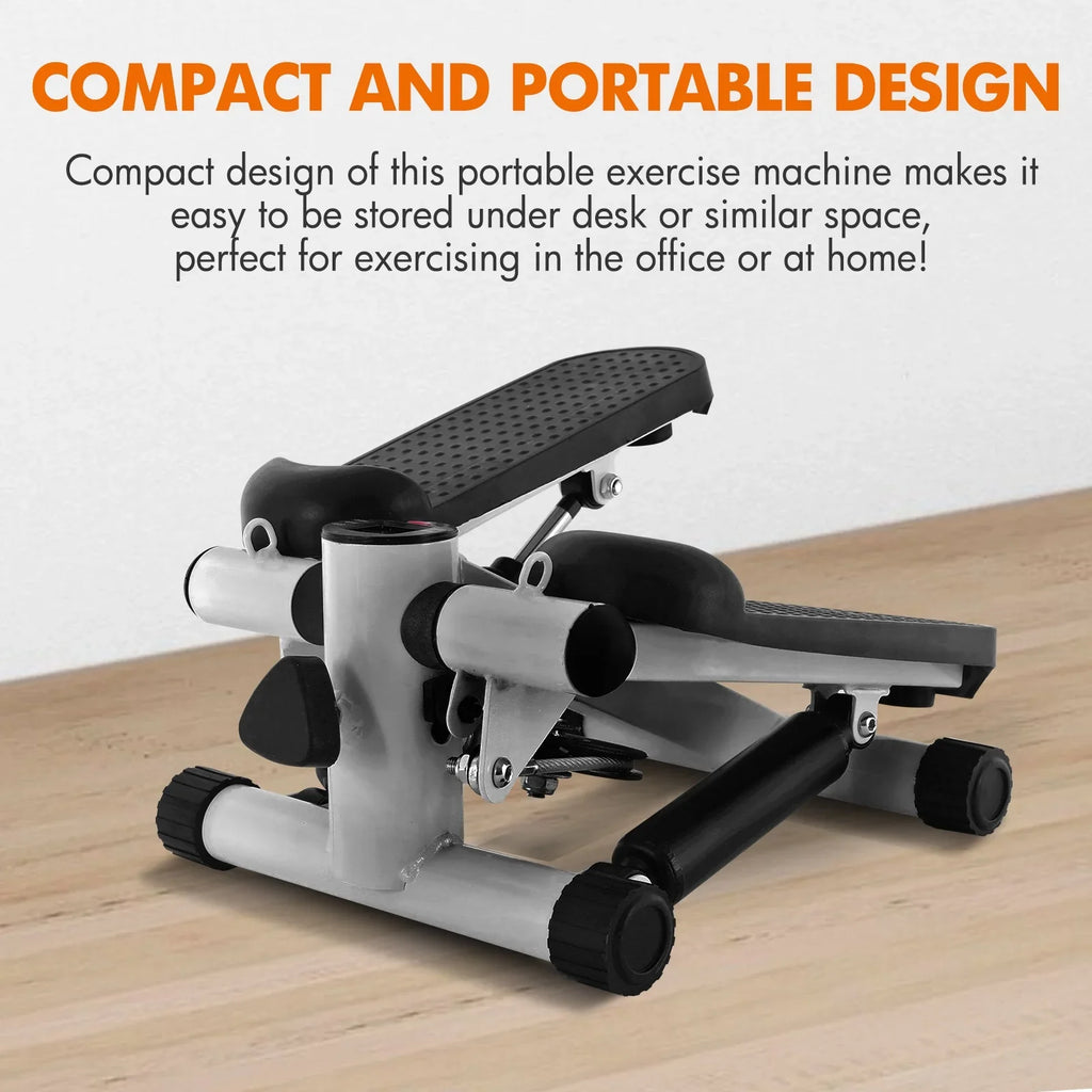 Stepper for Exercise, Stair Stepper Cardio Equipment with Resistance Bands, Mini Stepper Adjustable Stride Height Gray