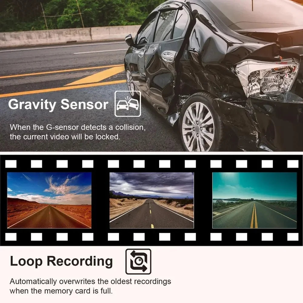 Anself Dash Cam with Parking and Clear Car Rearview Mirror for Car Video Recording
