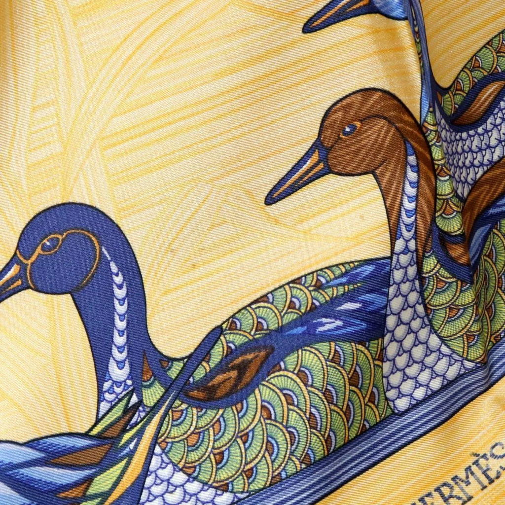 Pre-Owned  / Hermes Carre 90 duck pond scarf 100% silk muffler (Good)