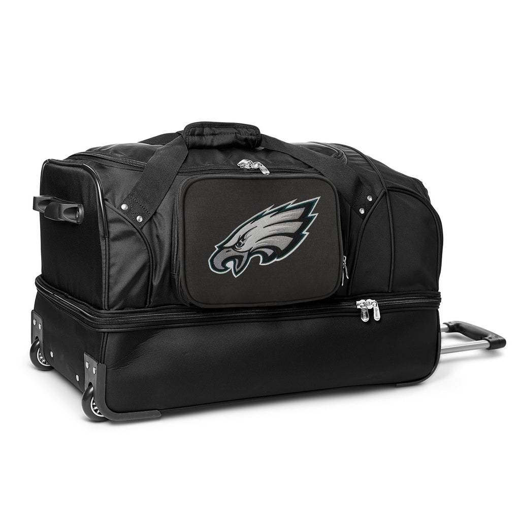 Philadelphia Eagles Black 27'' 2-Wheel Drop Bottom Rolling Duffel Bag