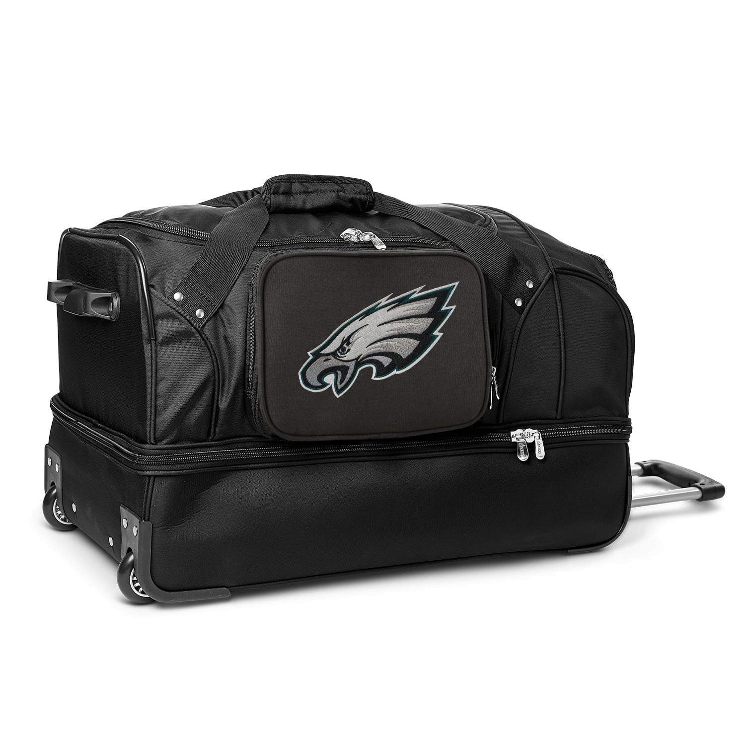 Philadelphia Eagles Black 27'' 2-Wheel Drop Bottom Rolling Duffel Bag