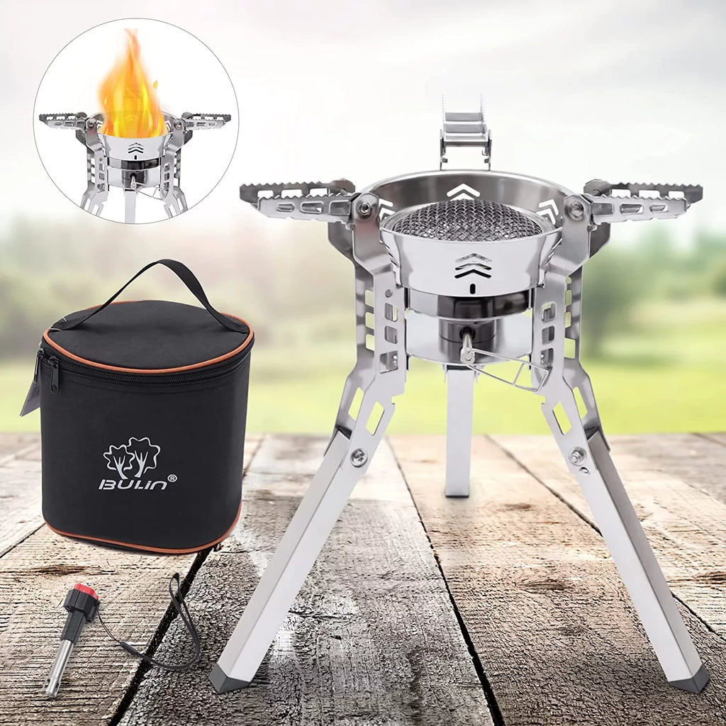 Miumaeov Portable Camping Stove Burner Small Backpack Stoves with Piezo Ignition for Outdoor Camping Hiking Cooking Barbecue Travel