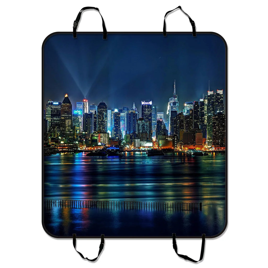 New York City Colorful Buildings At Night Pet Car Seat Cover Dog Car Seat Mat Hammock Cargo Mat Trunk Mat For Cars Trucks and  54x60 inches