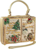 Mary Frances Christmas Carols Beaded Top Handle Song Book Handbag, Gold