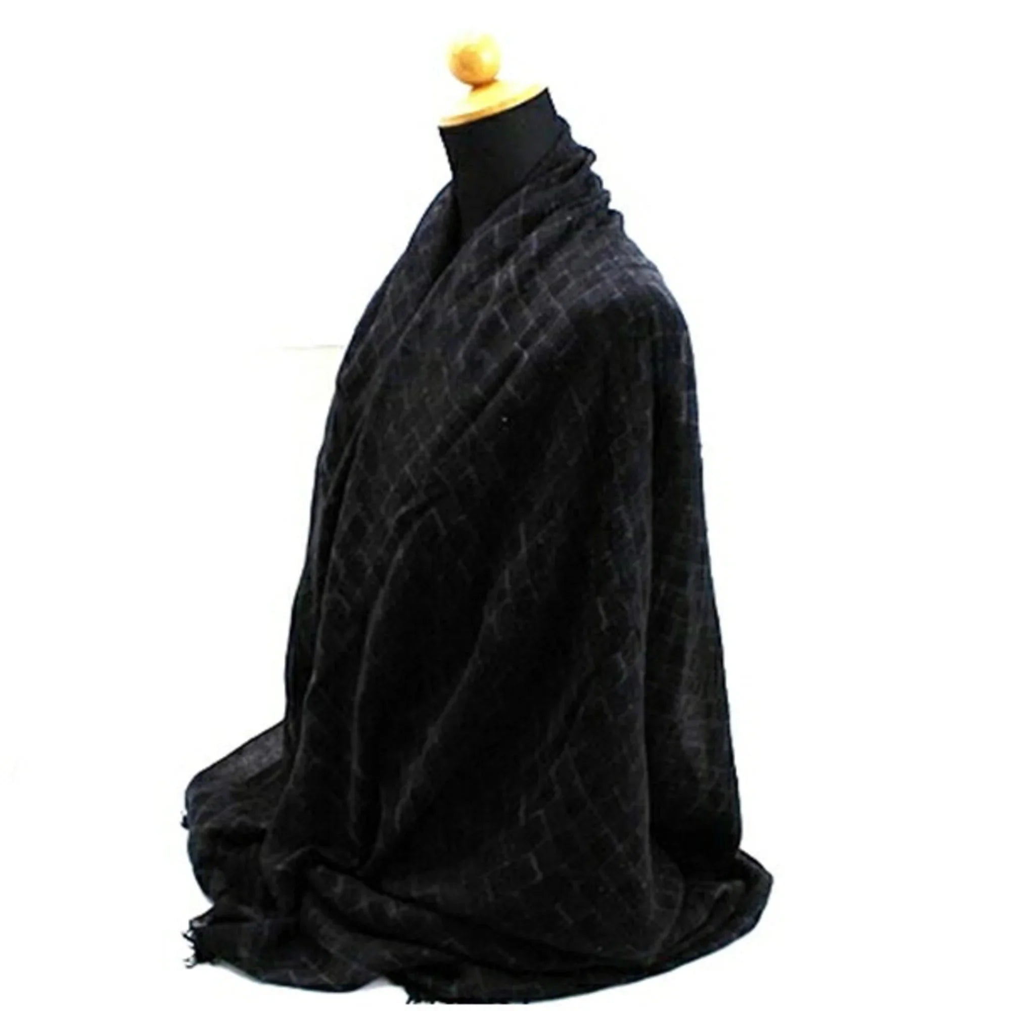 Pre-Owned Louis Vuitton Shawl Large Cashmere x Silk Black 401910 Women's (Good)