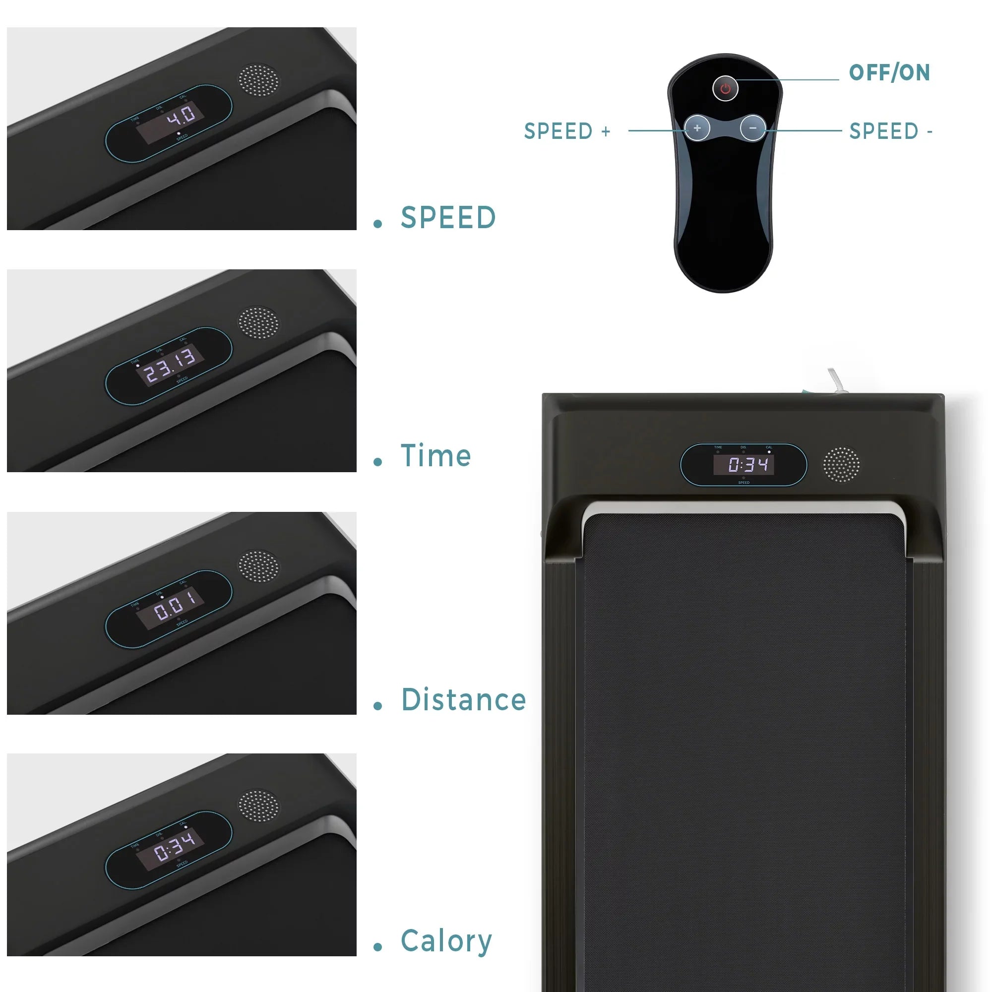 Walking Pad Treadmill,  Ultra-Quiet Under Desk Treadmill for Home Office Gym Use, 2.5HP Electric Treadmill with Bluetooth /speaker/Remote Control/Display, 2 in 1 Portable Walking Pad