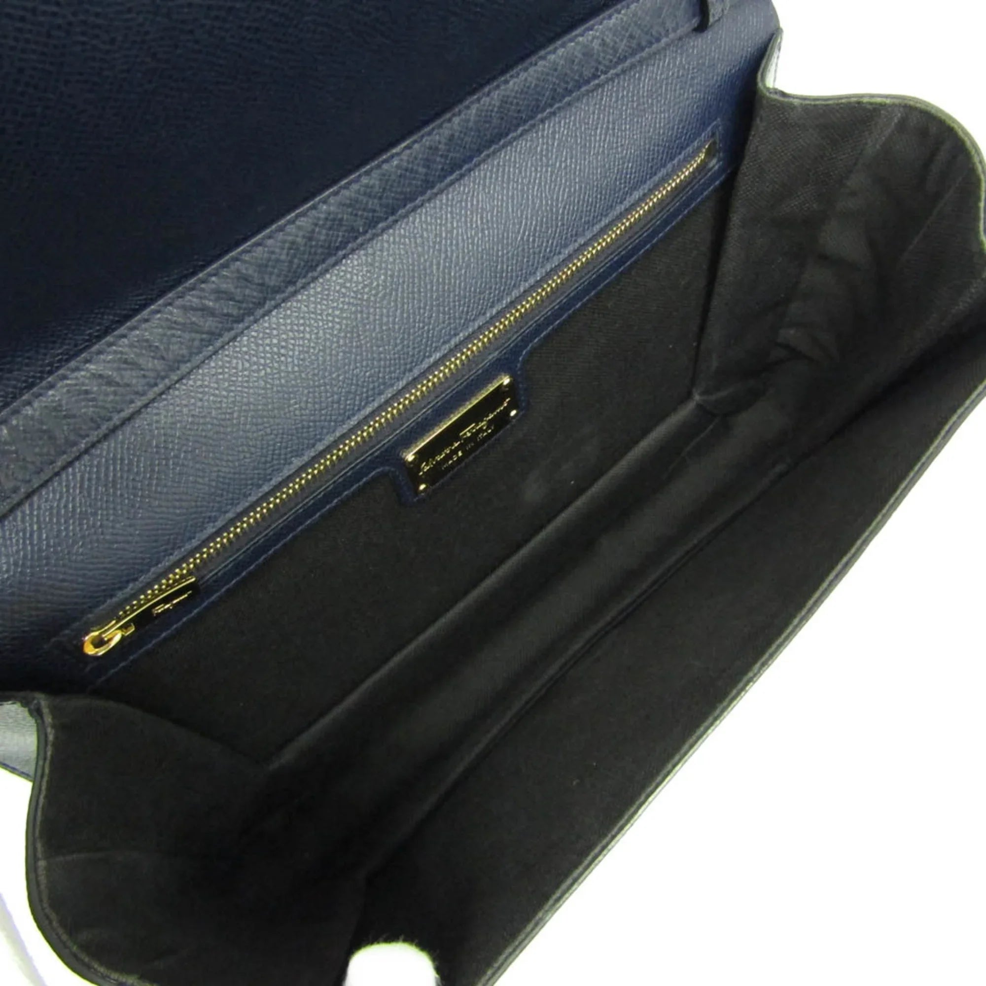 Pre-Owned Salvatore Ferragamo Vara -21 0011 Women's Leather Shoulder Bag Navy (Good)