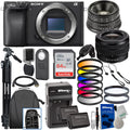 Sony Alpha a6400 Mirrorless Digital Camera with Sony  28-60mm f/4-5.6 Lens & Ultimaxx 25mm f/1.8 Manual Lens + Deluxe Accessory Bundle: SanDisk 64GB Ultra , Lightweight 72” Tripod & Much More