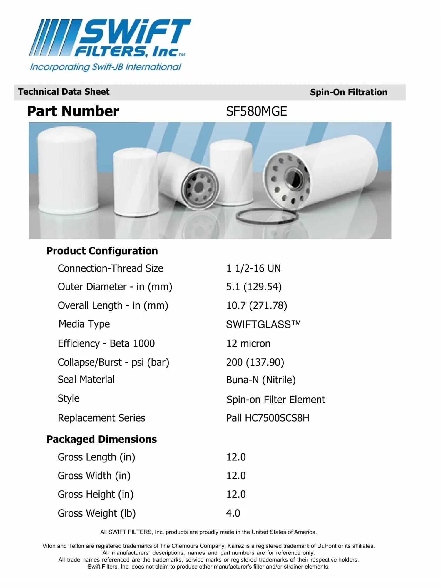 Direct Interchange for  HF6713in-On Filter Element Microglass Construction 12 Micron