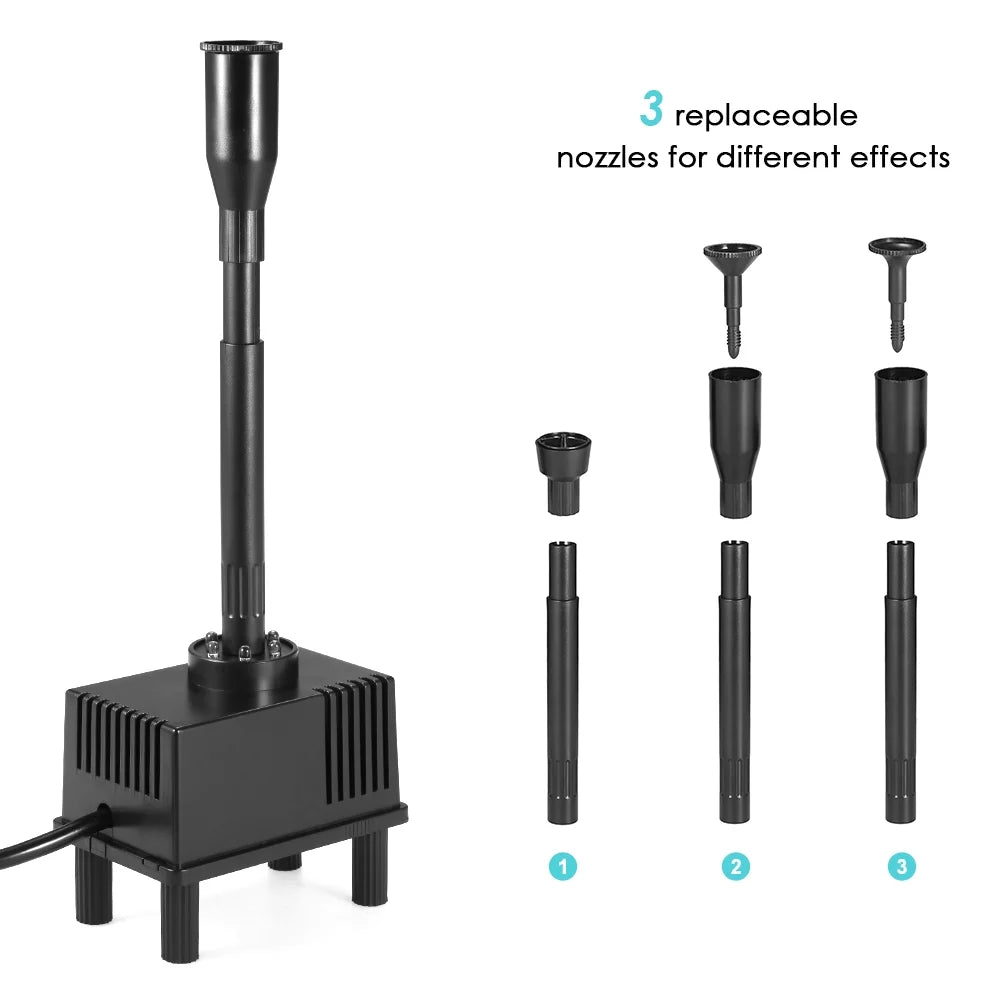 Lixada  Light Submersible Water Pump 10W for Fish Aquarium Bird Bath Garden Pond Fountain 600L/