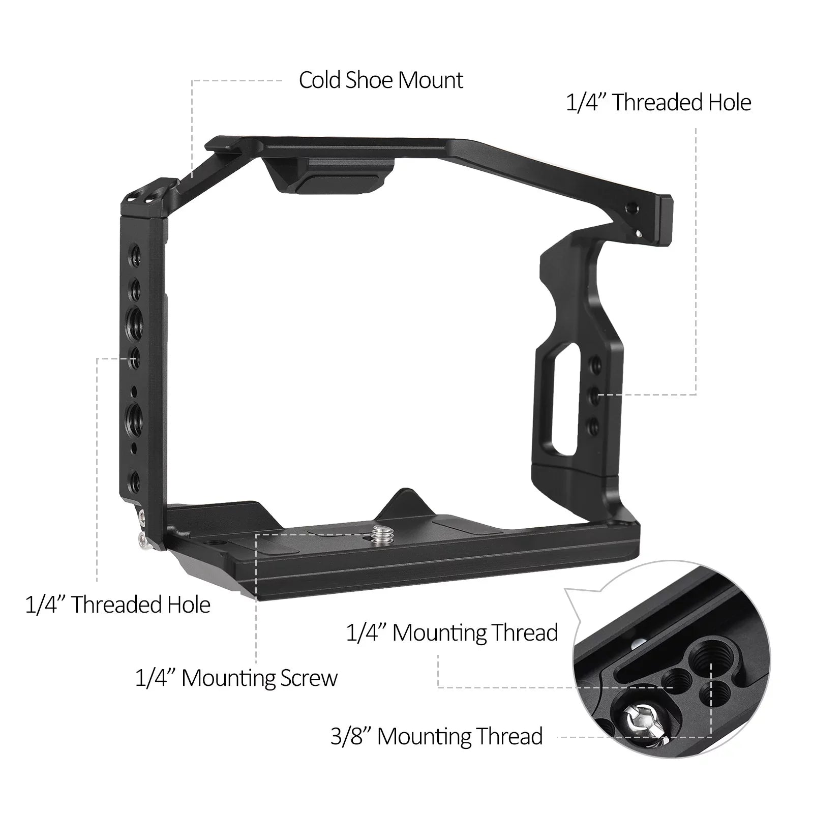 Dcenta  Camera Cage Compatible with Panasonic  Aluminum Alloy Construction with Cold Shoe Mount and Extensive Threaded Holes
