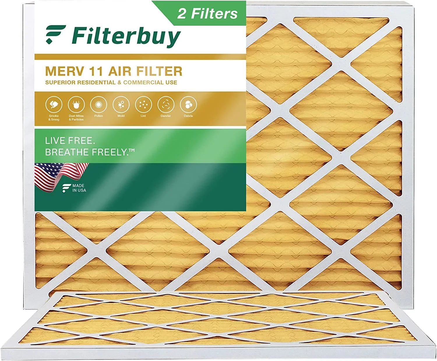 Filterbuy 20x21.5x1  11 Pleated   Furnace Air Filters (2-Pack)