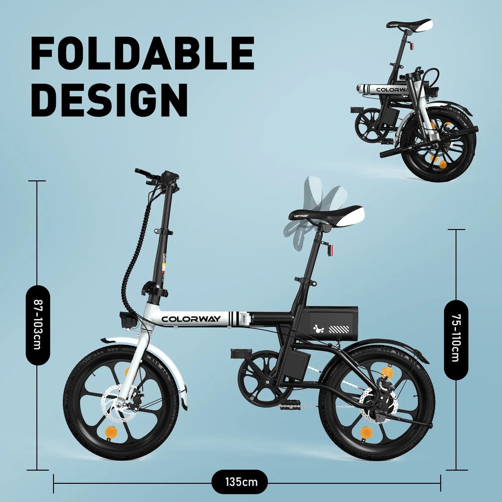 Folding Electric Bicycles, 16 inch  Bike 350W City -Bike Max. Range 16-37MILE for Adults