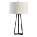 35 in. Nila Drum Shade 3 Way Switch Metal Base Table Lamp, Pewter Gray