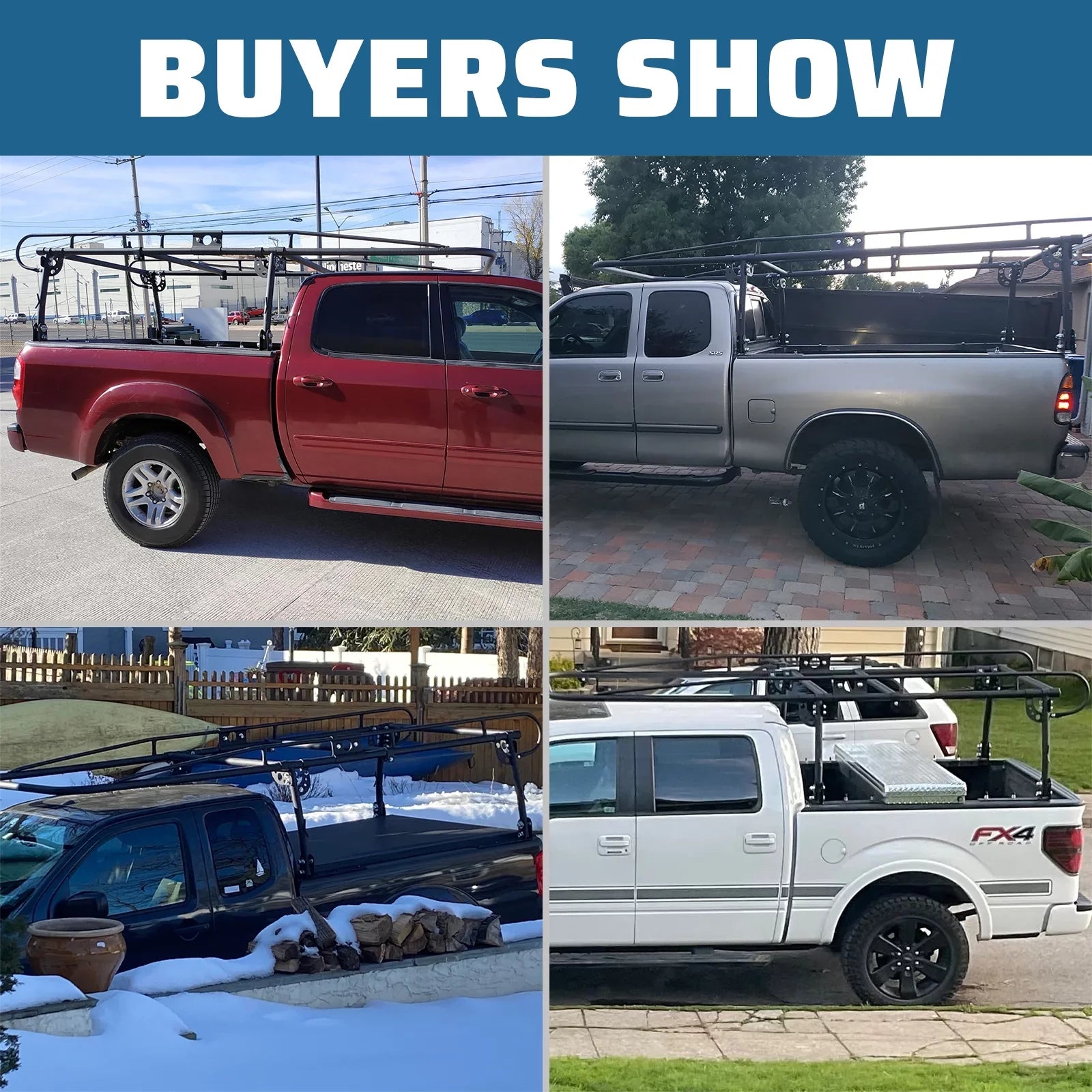 60" Over-Cab Truck Rack 1000 Lbs Adjustable Truck Ladder Rack Pickup Lumber Utility Kayak Rack Full Size