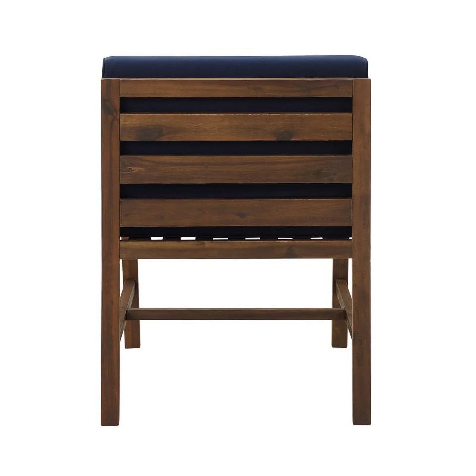 Walker Edison Modular Acacia Solid Wood Patio Side Chair - Dark Brown/Navy Blue