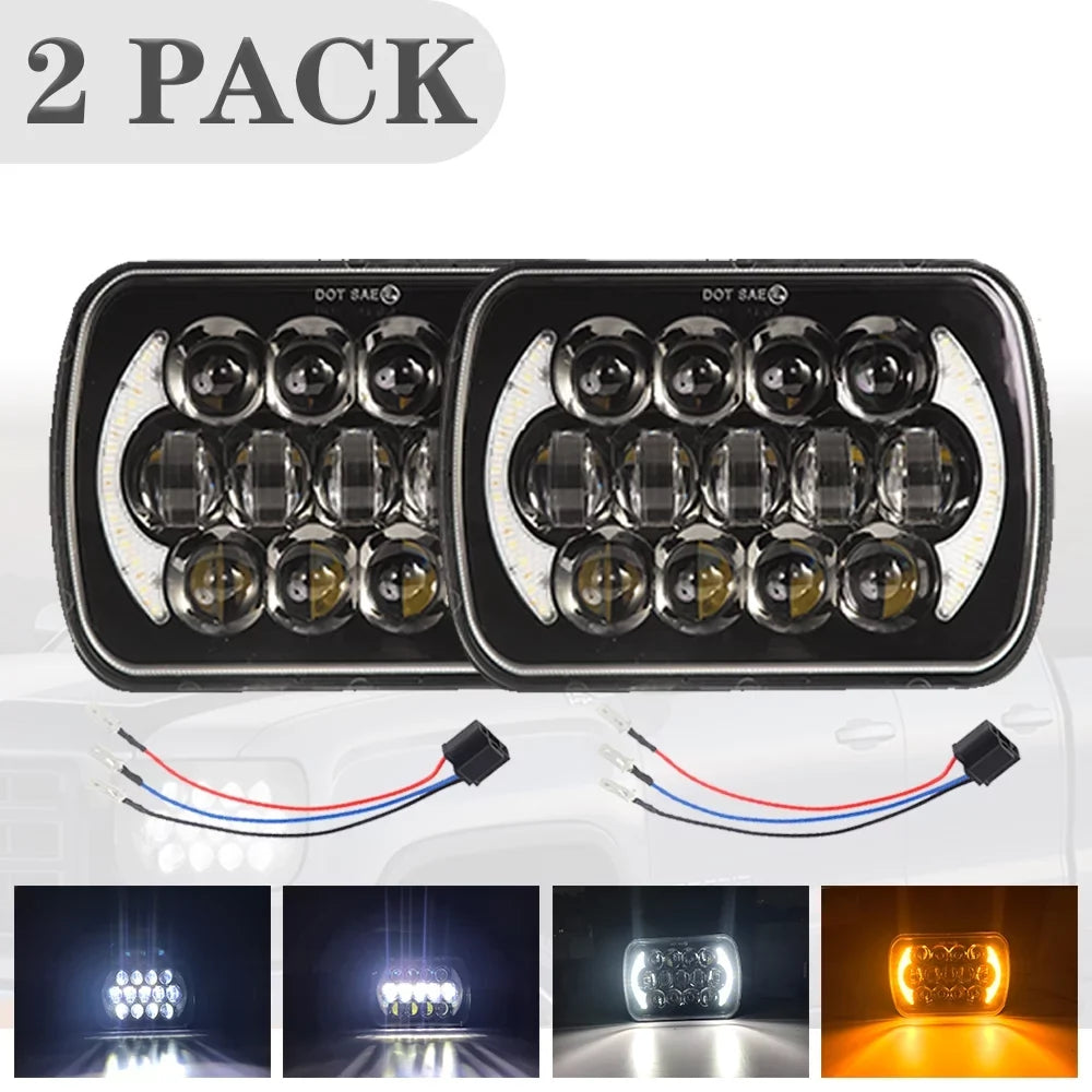 Pair 400W 7x6" 5x7"  Headlight Hi Lo Beam  For Chevrolet Jeep Cherokee