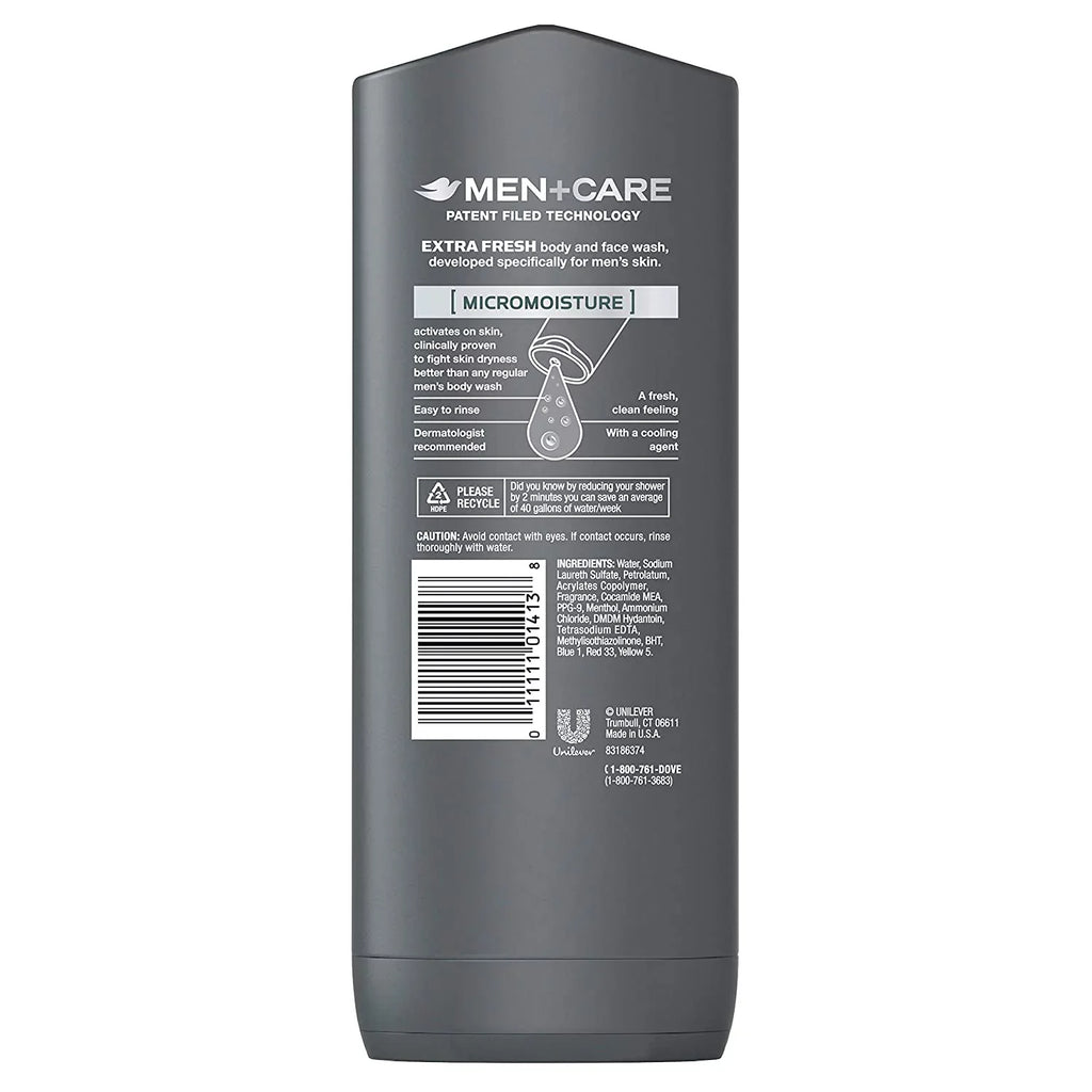 Dove Men+CareBody and Face Wash, Extra Fresh 13.5 oz (Pack of 6)
