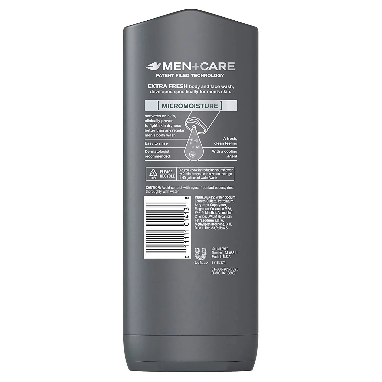 Dove Men+CareBody and Face Wash, Extra Fresh 13.5 oz (Pack of 6)