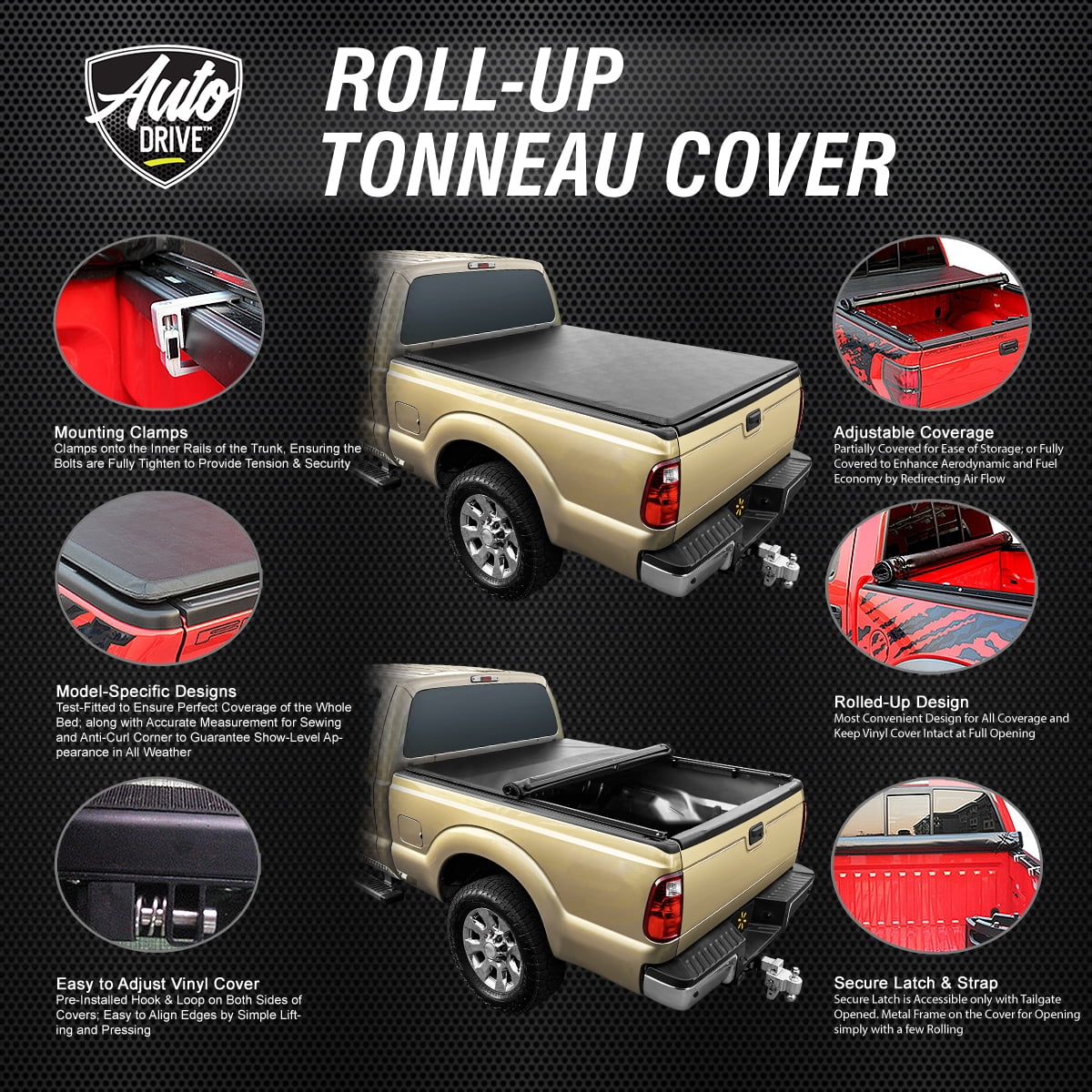 Auto Drive Soft Roll up Truck Bed Tonneau Cover Fits 04-12 Chevy Colorado /  Canyon 5'3" Bed