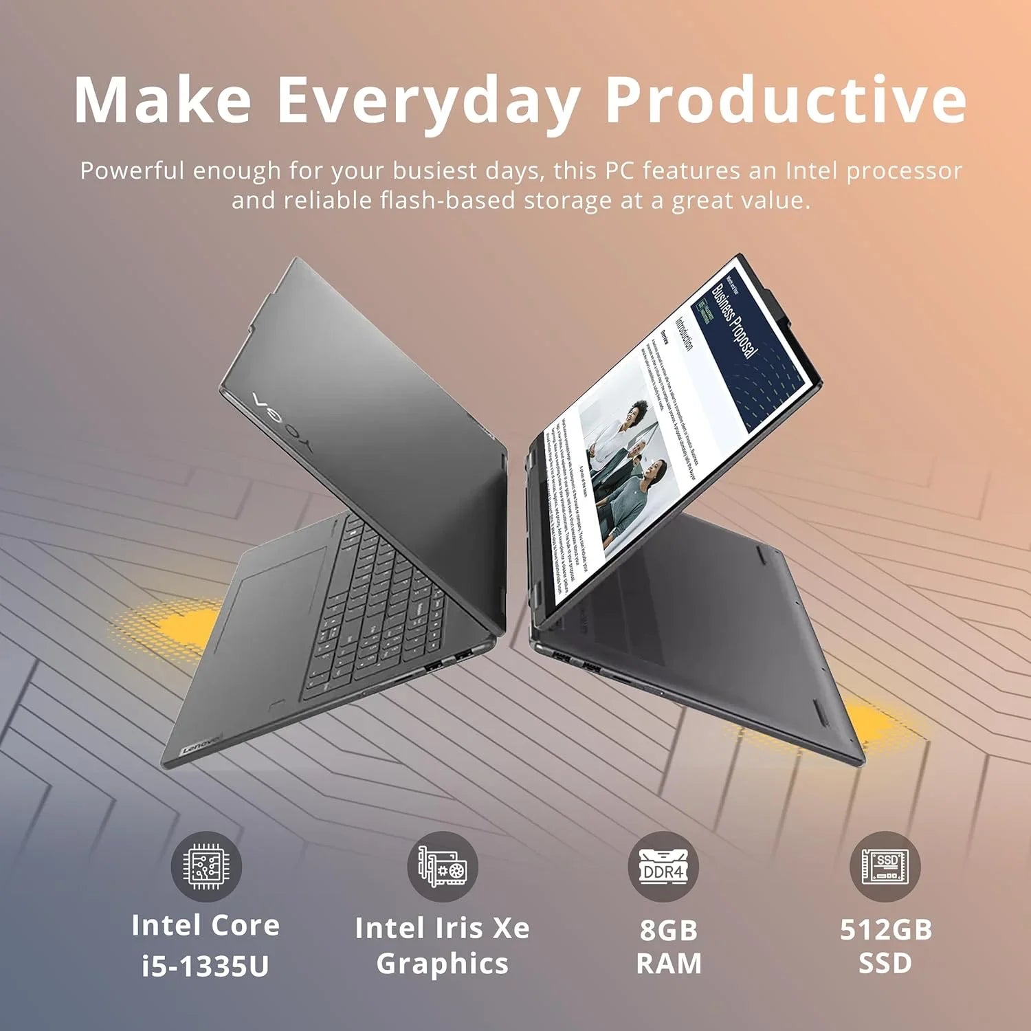 Lenovo Yoga 7i Touchscreen Laptop, 2-in-1 360° 16"  Laptop, Intel Core-i5 1335U, 8GB , 512GB PCIe , Backlit Keyboard, Fingerprint Reader, Win 11, Gray, with 32GB Snowbell  Card