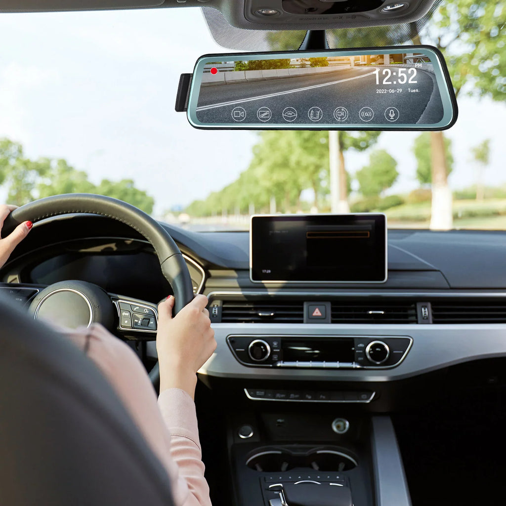 Cheefull 10' Mirror Camera Front and Rear 1080P Backup Camera  ' Mirror Dash Cam Rear ViewFHD Full Touch Screen w Loop Recording, -Sensor, Parking Monitor 170° Wide Angle