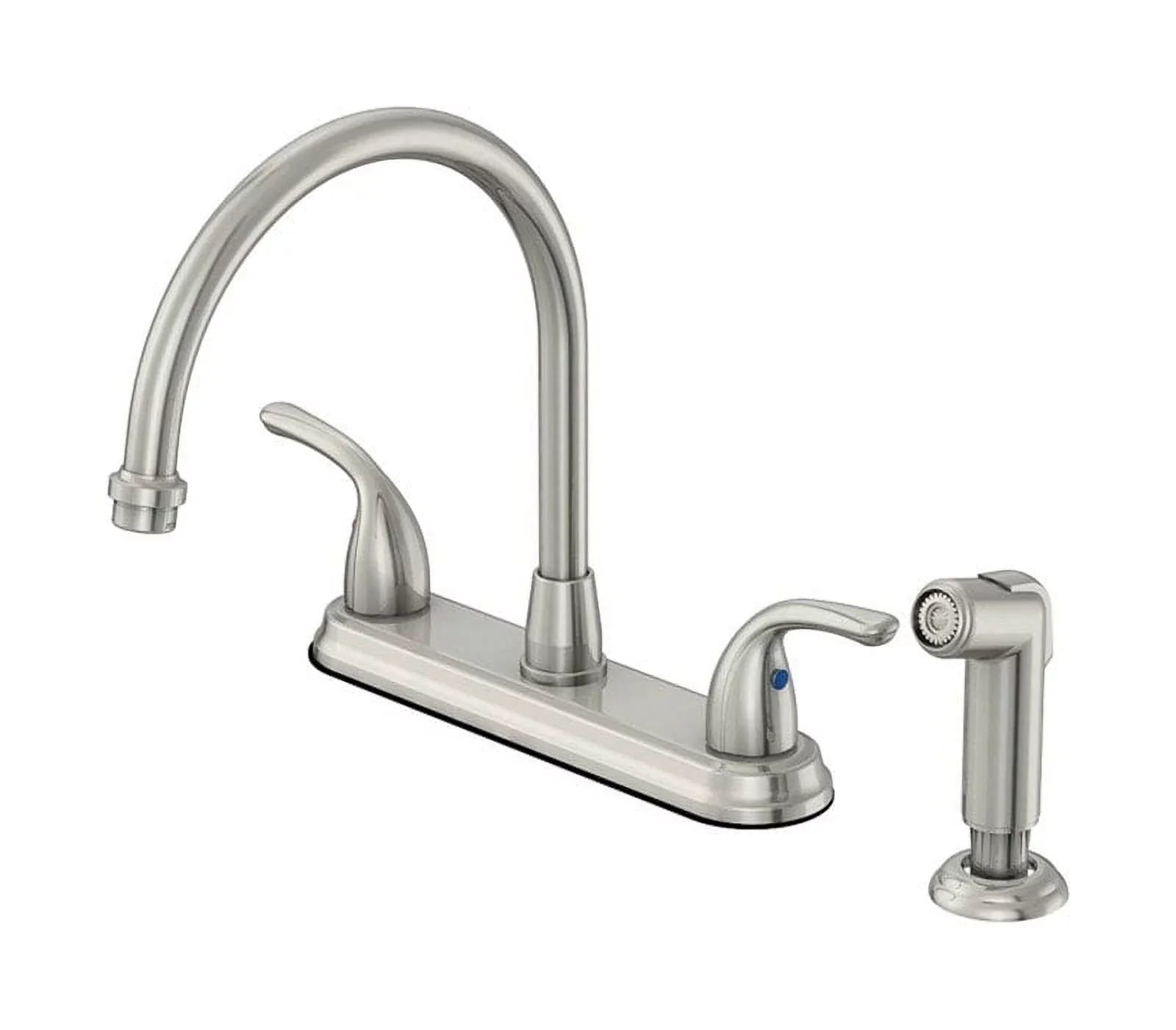OakBrook Pacifica High Arc Two Handle Kitchen Faucet with Side Sprayer