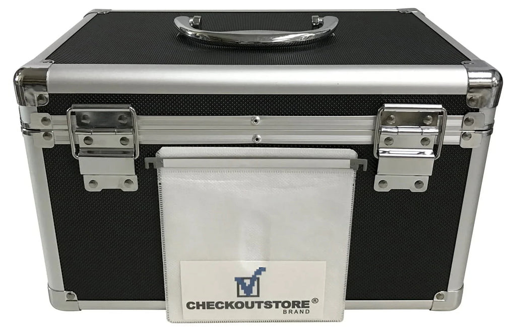 CheckOutStore Black Aluminum / Hanging Sleeves Storage Box (Holds 200 Discs)
