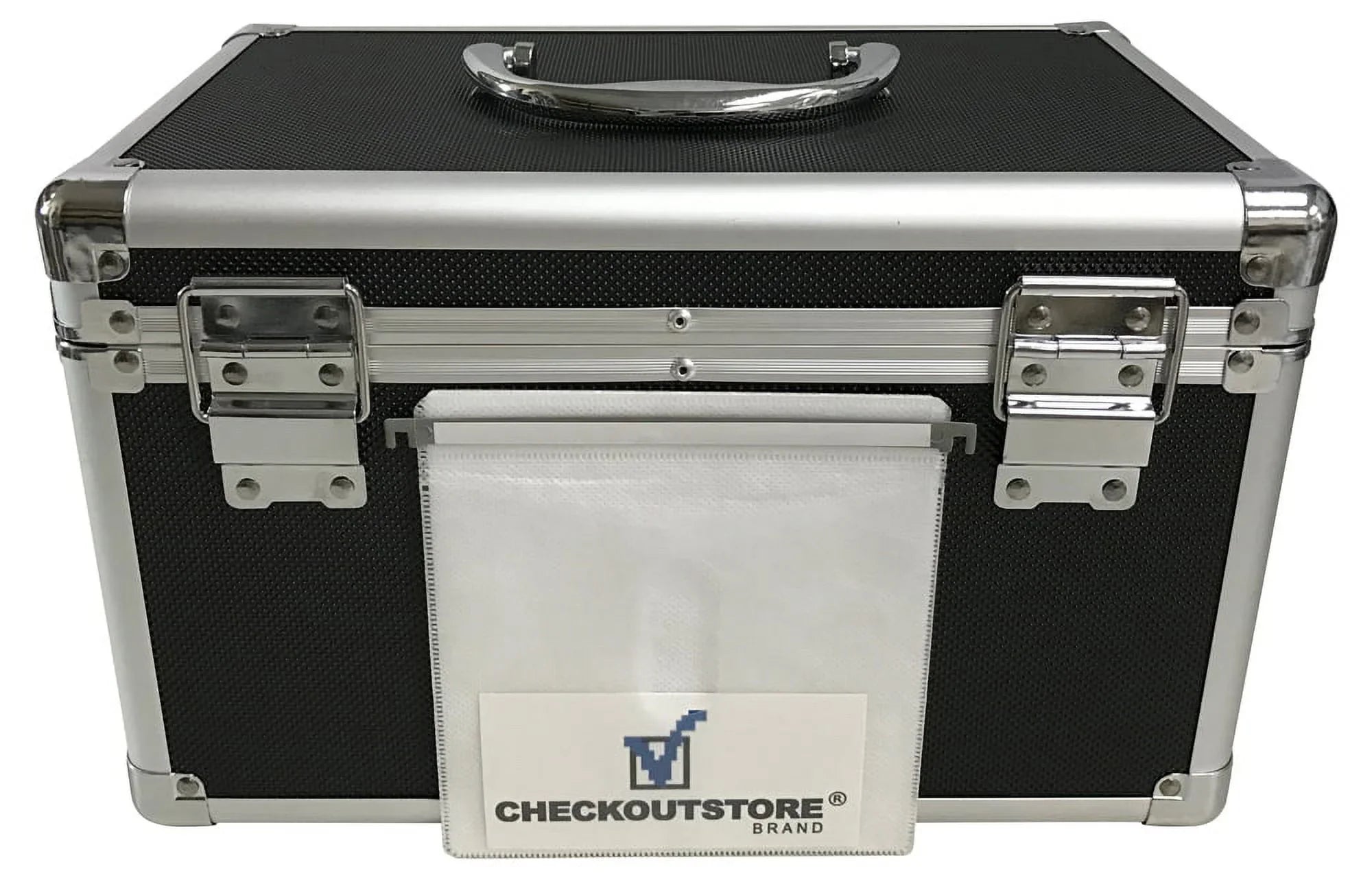 CheckOutStore Black Aluminum / Hanging Sleeves Storage Box (Holds 200 Discs)