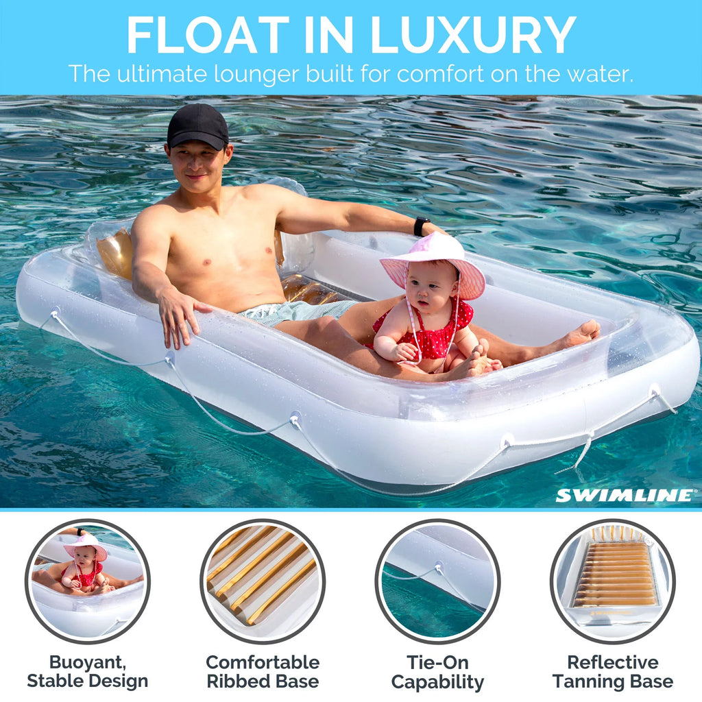 Swimline Luxe Edition Inflatable Suntan Tub Floating Pool Lounger, 3 Pack