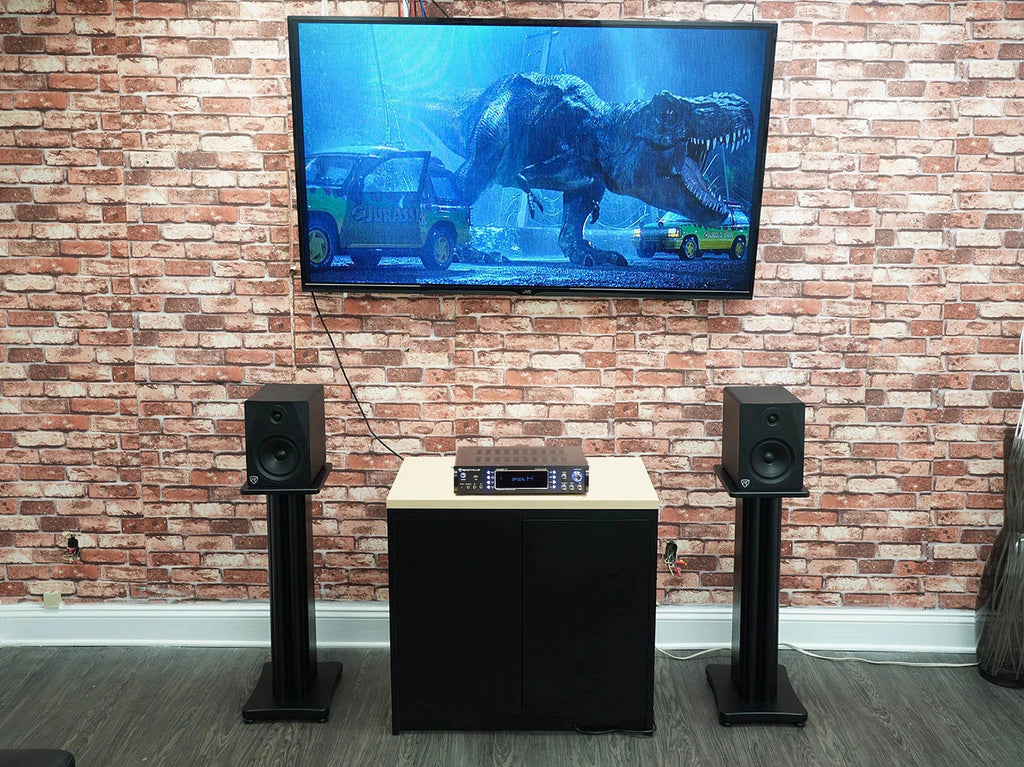 (2) Rockville  8"  Studio Monitor Speakers+28" Black Premium Stands