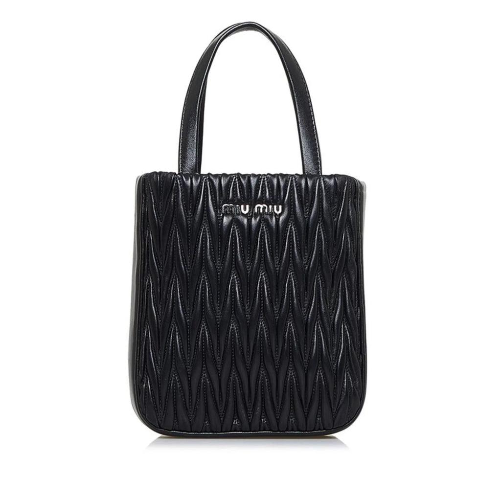 Pre-Owned Miu Miu Miu Materasse Nappa Crystal Shoulder Bag 5BA220 Black Silver Leather Ladies  (Good)