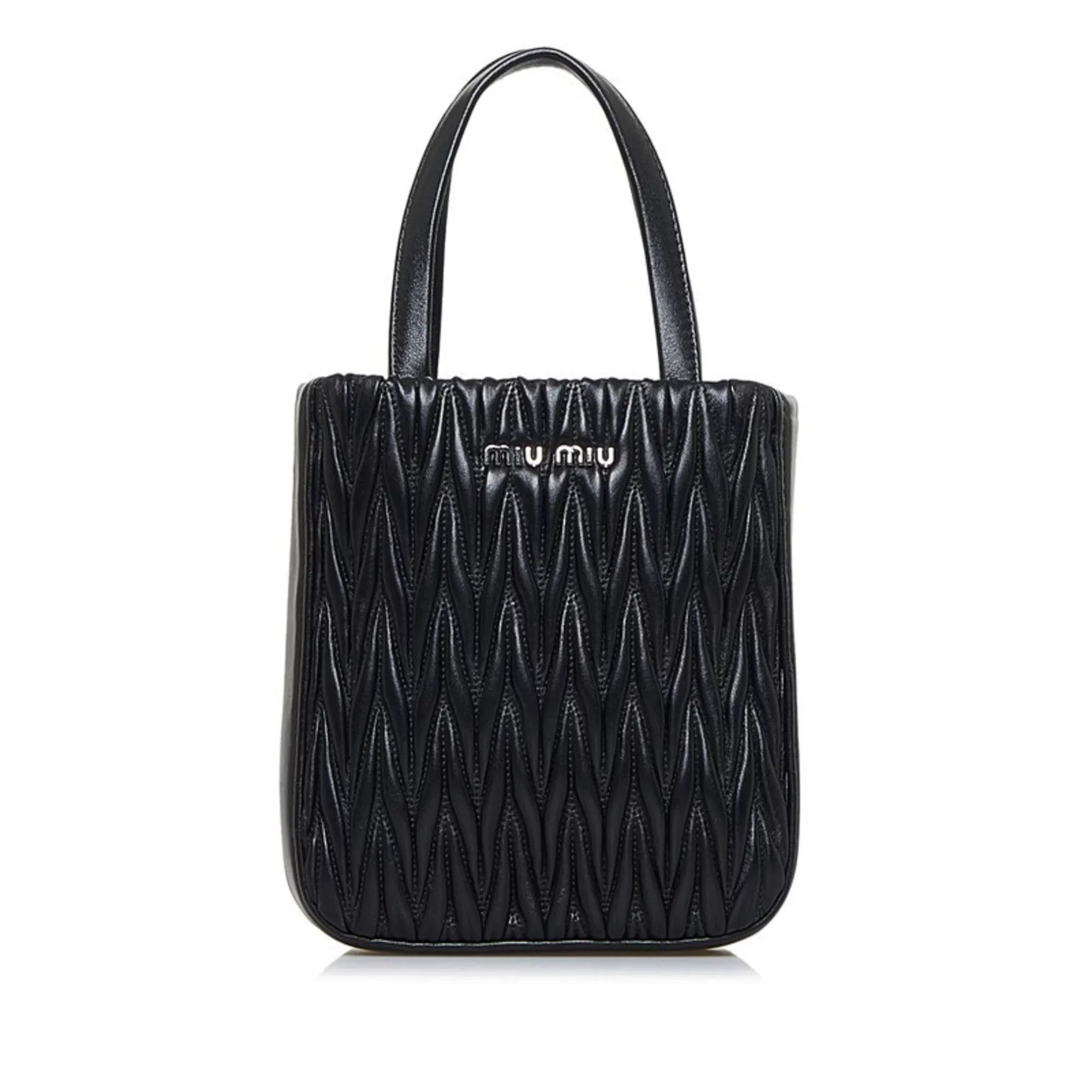 Pre-Owned Miu Miu Miu Materasse Nappa Crystal Shoulder Bag 5BA220 Black Silver Leather Ladies  (Good)
