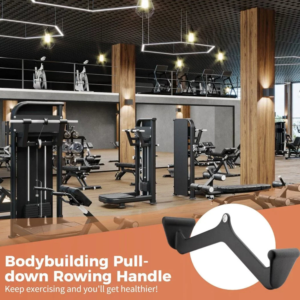 Gym Fitness Rowing -bar, Pull-down Rowing Handle for Back Muscles, Pulley Cable Machine Attachment with Carabiner for Lats and Trapezius Training, Bodybuilding, Gyms, Sports