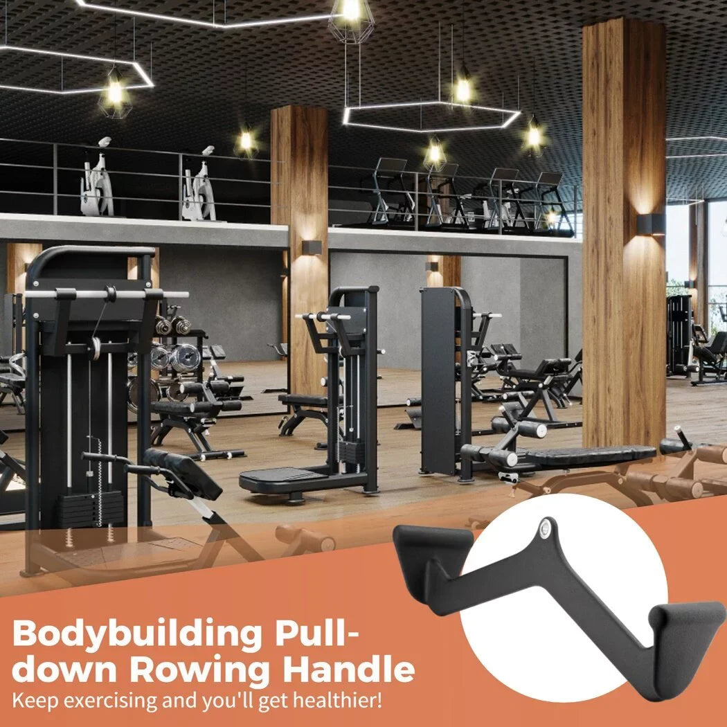 Gym Fitness Rowing -bar, Pull-down Rowing Handle for Back Muscles, Pulley Cable Machine Attachment with Carabiner for Lats and Trapezius Training, Bodybuilding, Gyms, Sports