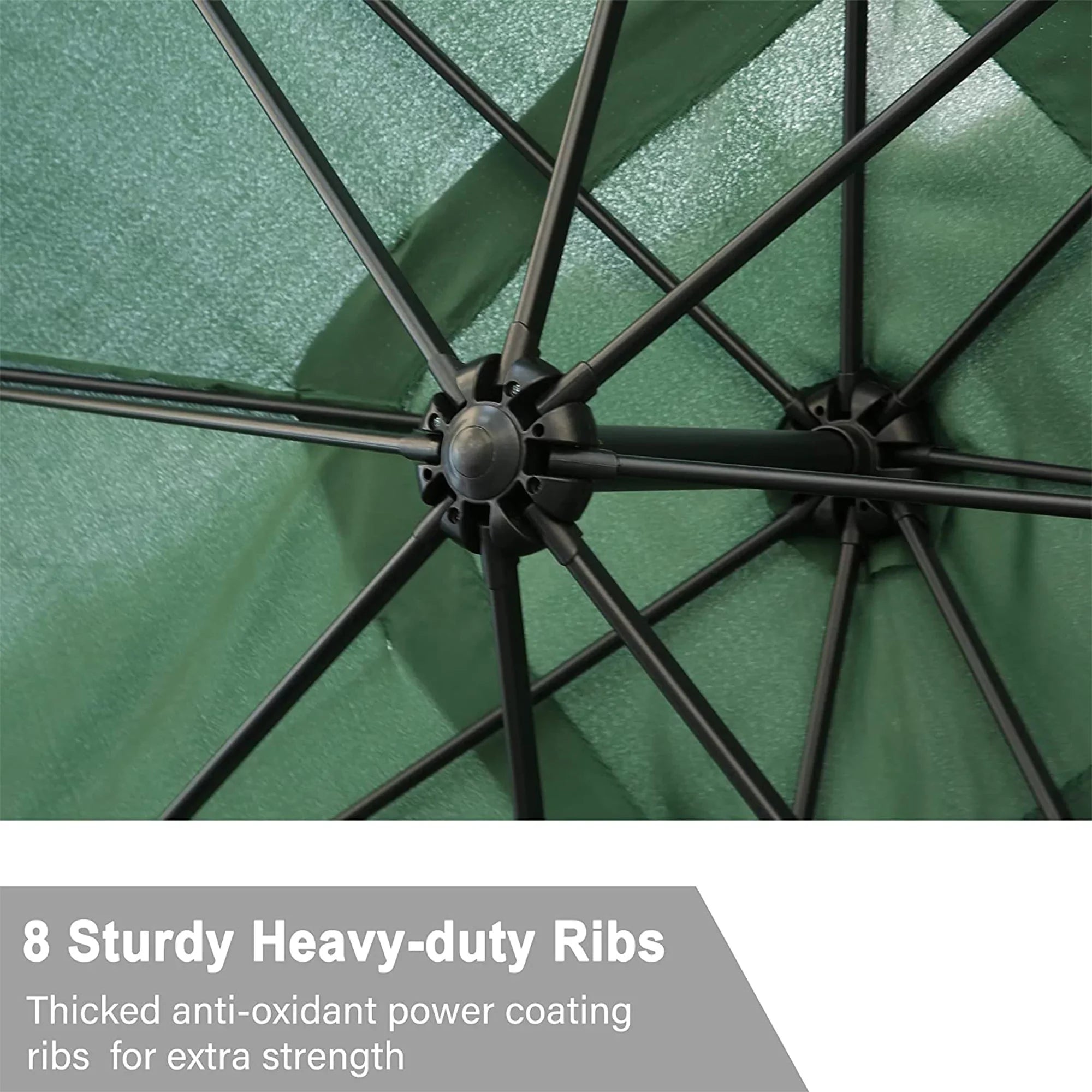 10  Patio Offset Umbrella Hanging Outdoor Umbrellas Easy Tilt Adjust Polyester for Backyard, Poolside, Lawn and Garden, Green