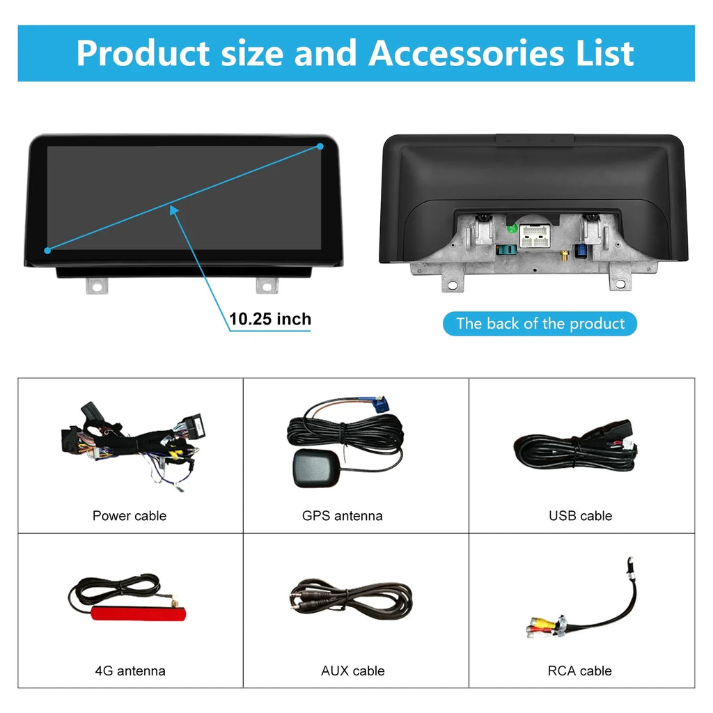 Road Top Android 13 Car Radio 10.25 Inch Touchscreen for 2013-2016  3/4 Series ////// with , Multimedia Car Radio Supports Apple Carplay, Android Auto, Mirrorlink, 8G + 256G